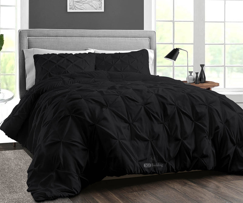 LUXURY BLACK PINCH PLEAT DUVET COVER