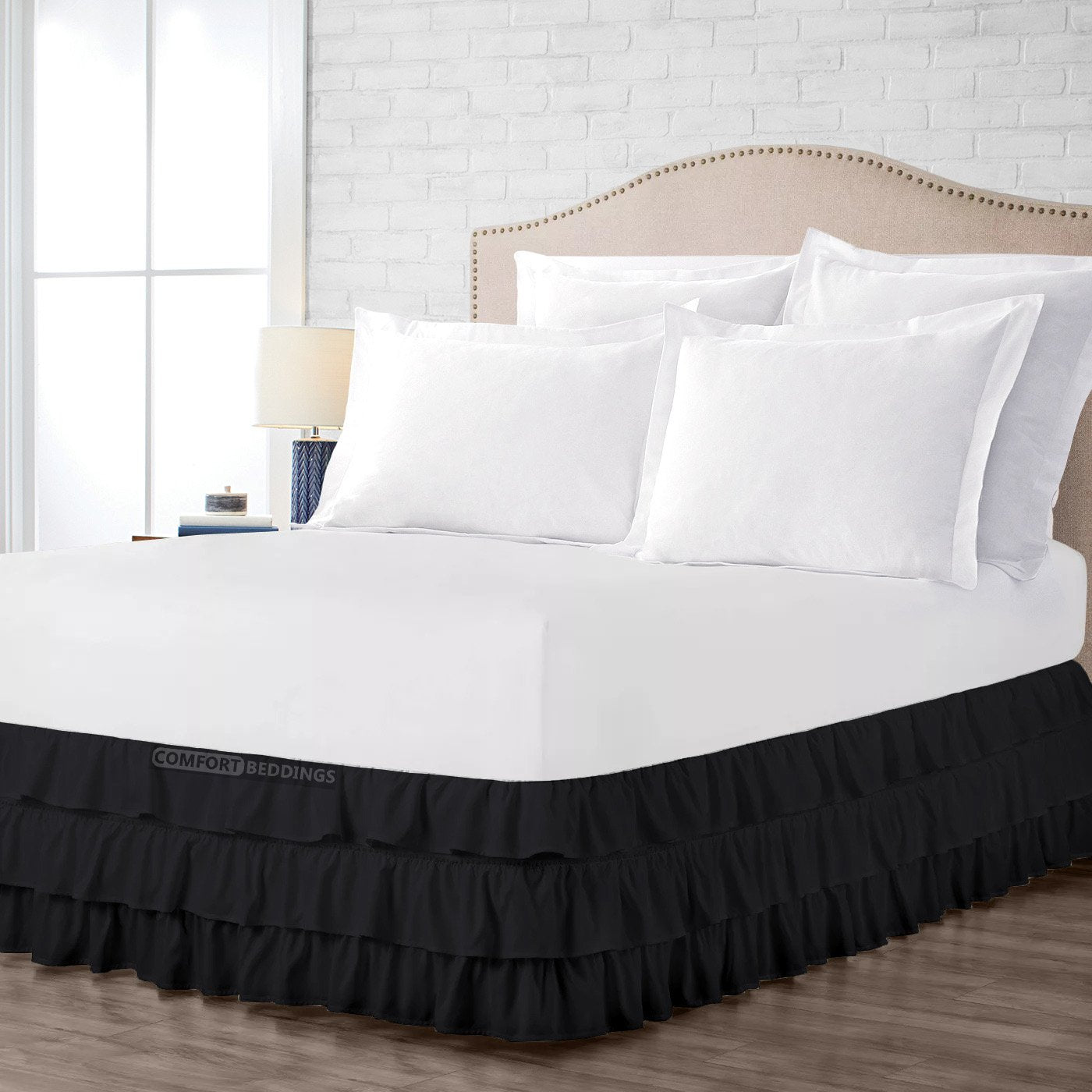 Black Multi Ruffle Bed Skirt