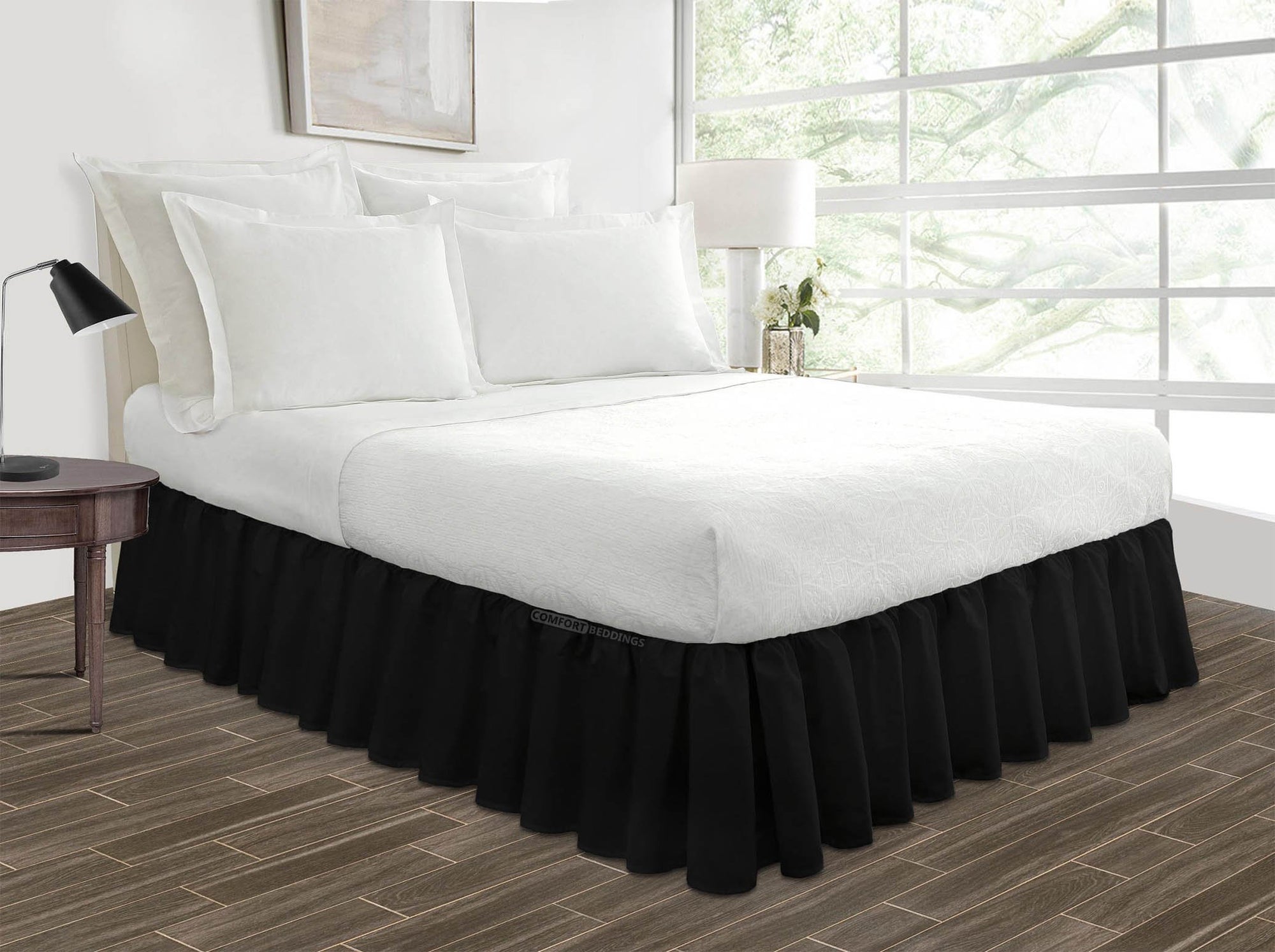 Luxury Black Ruffle Bed Skirt