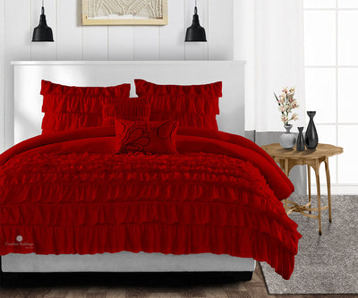 Egyptian Cotton Blood Red ruffled comforter