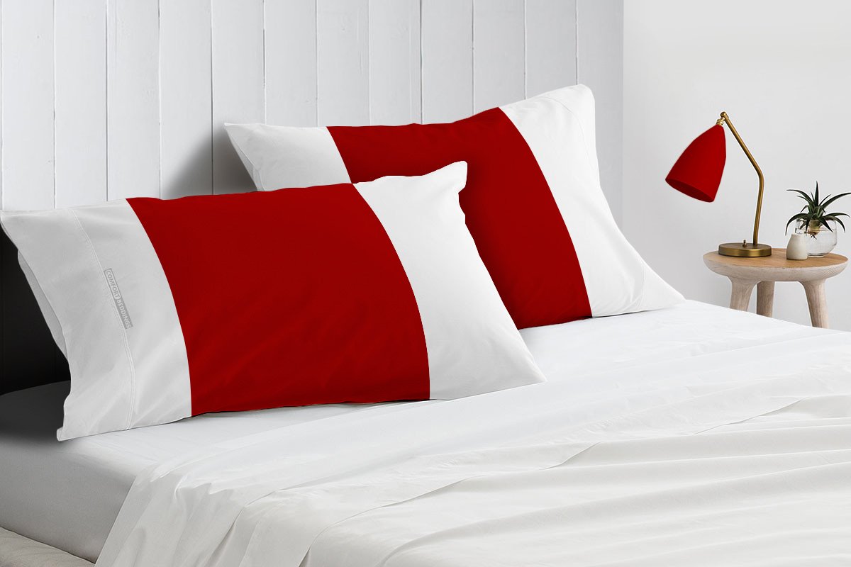 Luxury 600 TC Blood red - white contrast pillowcases