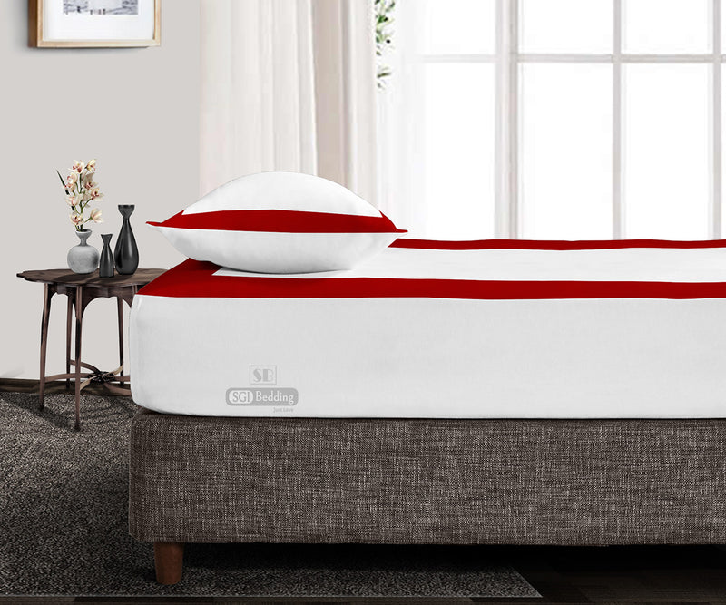 Luxury Blood Red with White Two Tone Fitted Sheets