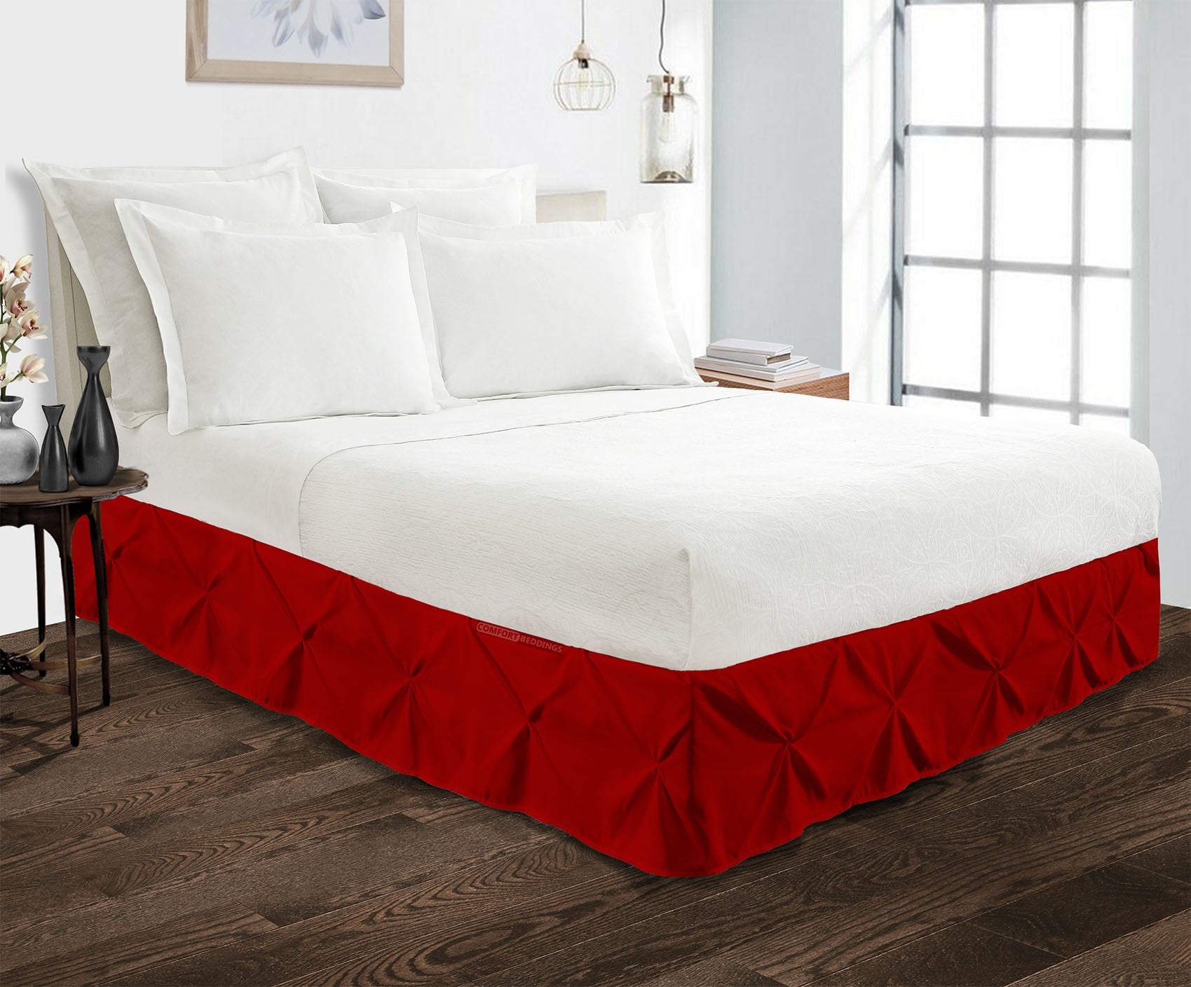 Blood Red Pinch Bed Skirt 