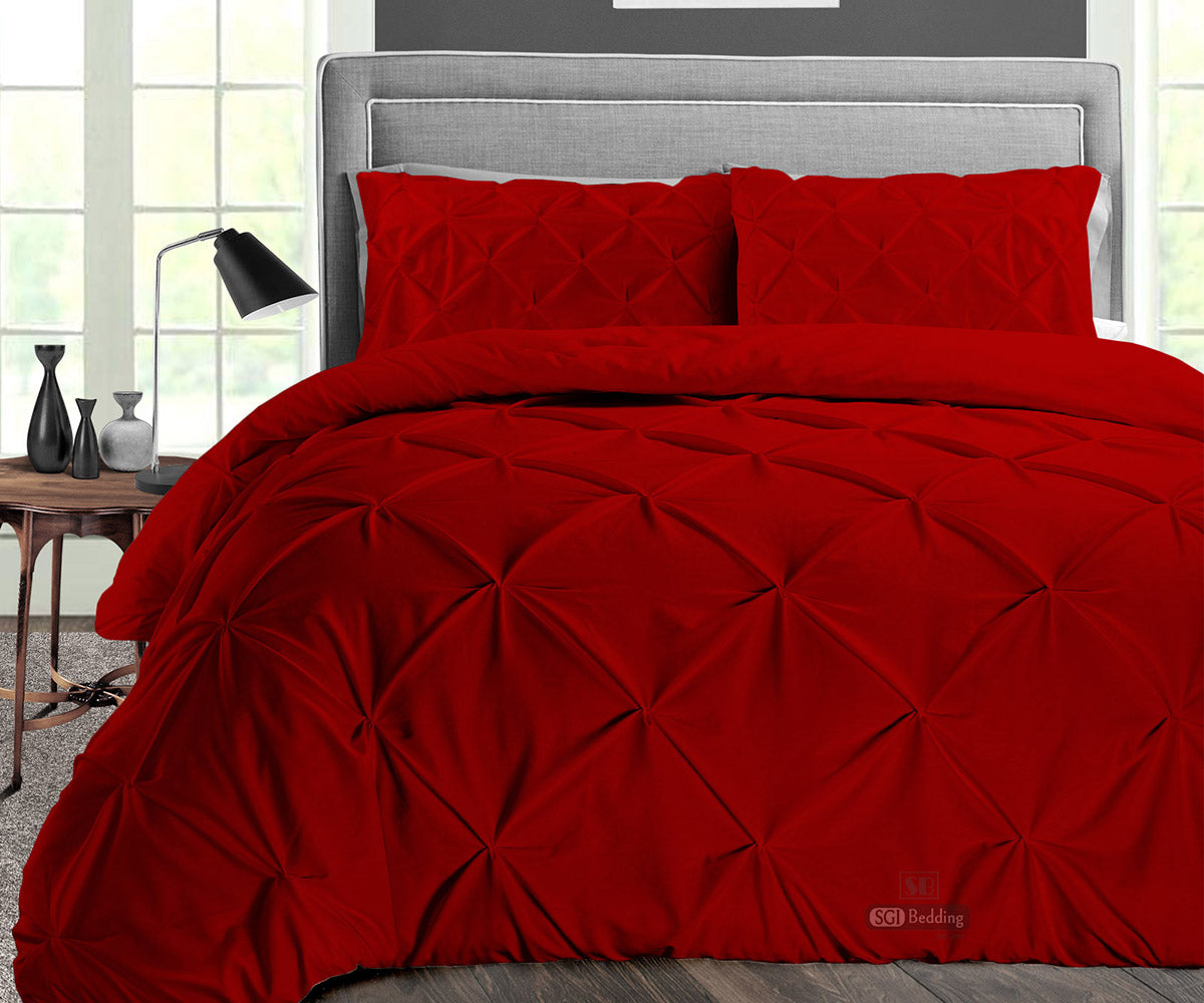 LUXURY BLOOD RED PINCH PLEAT DUVET COVER