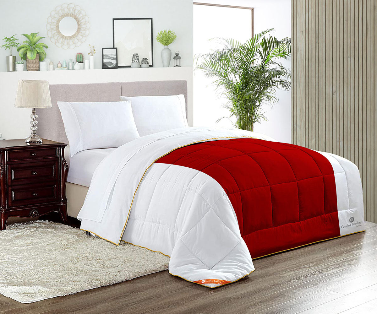 Pure Cotton Blood Red Contrast Comforter Sets
