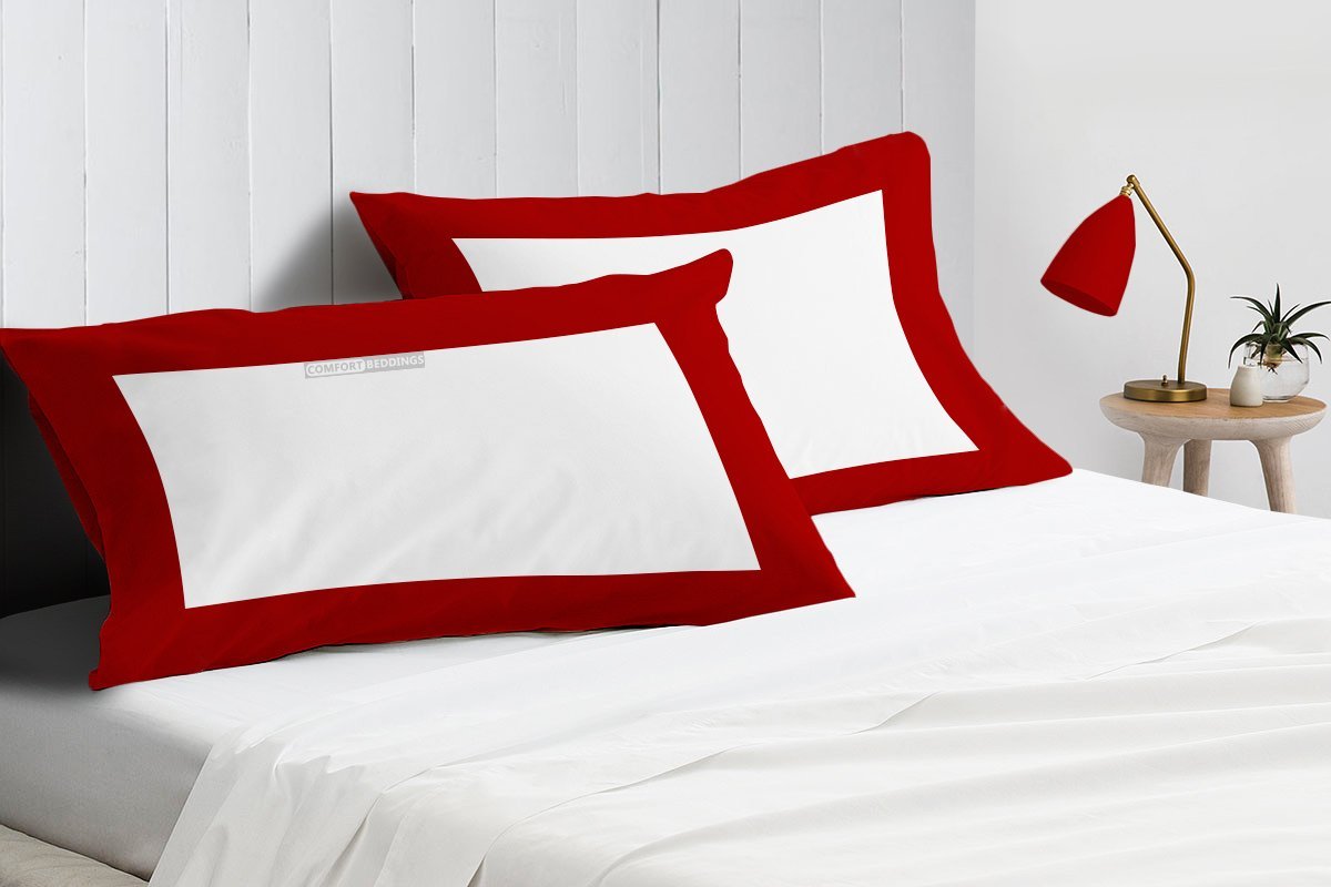 Classy Blood red - white two tone pillow cases