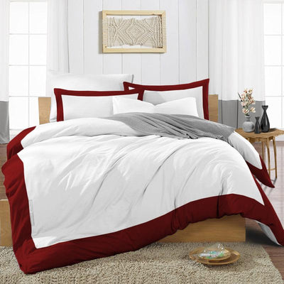 Trendy Burgundy Two Tone Duvet Cover