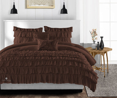 Best Selling Chocolate ruffled comforter