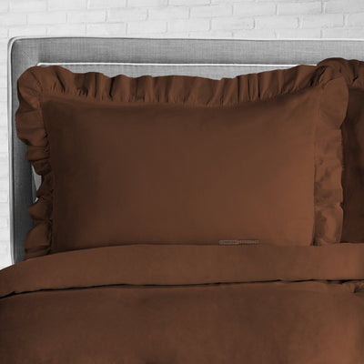 Chocolate Trimmed Ruffle Duvet Cover