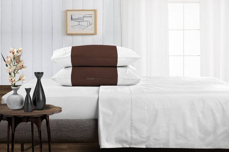 Luxury chocolate - white contrast pillowcases