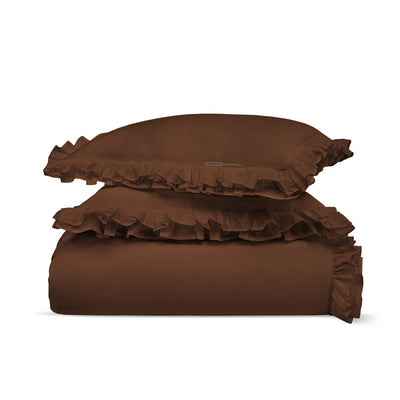 Chocolate Trimmed Ruffle Duvet Covers