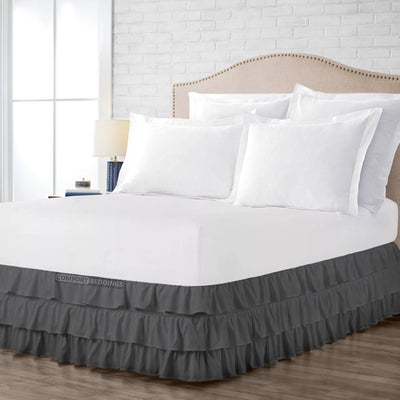 DARK GREY MULTI RUFFLE BED SKIRT