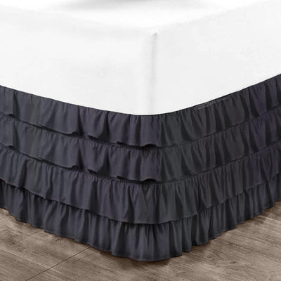 Dark Grey Waterfall Ruffle Bed Skirt