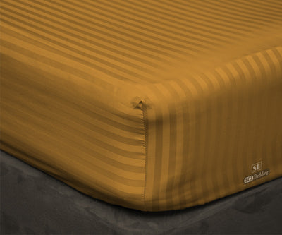 Dark Golden Striped Fitted Sheets