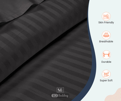 dark grey stripe bed sheets