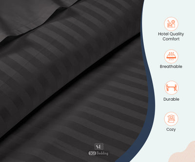 Luxury Dark Gray Striped Fitted Sheets