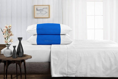 Luxurious Royal blue - white contrast pillowcases
