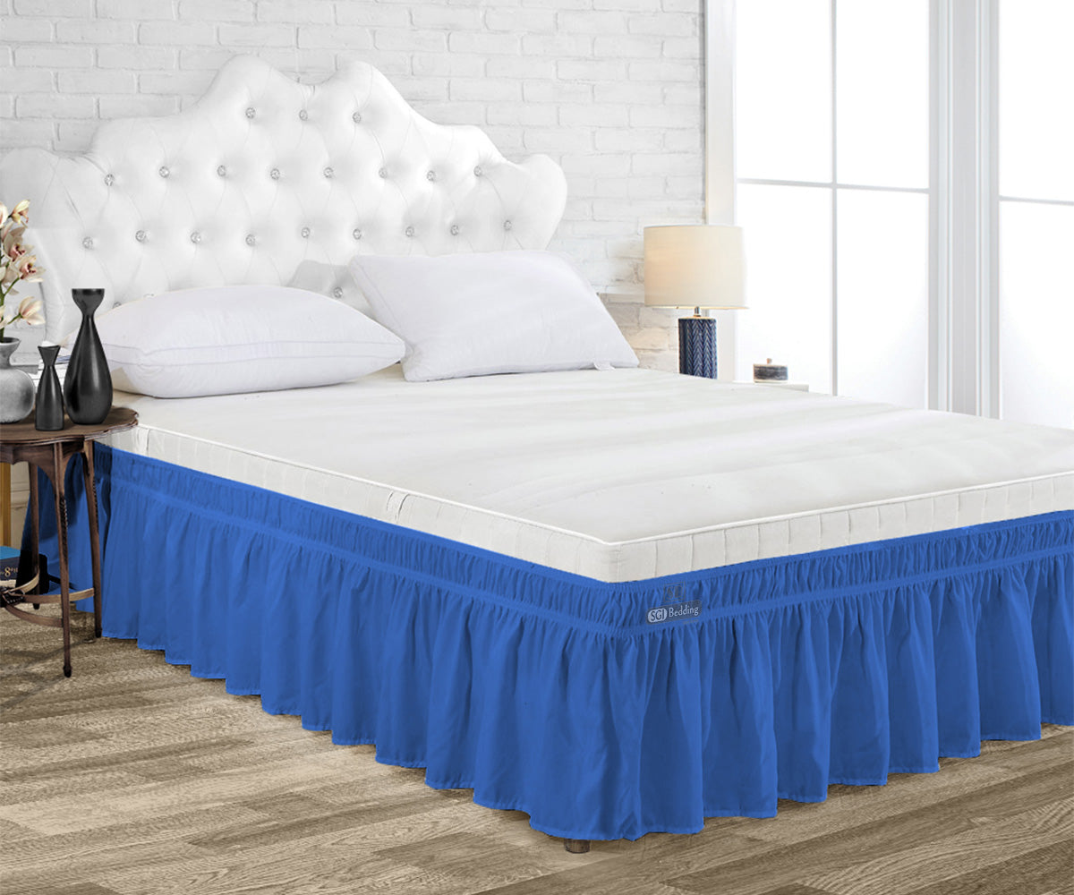 LUXURY ROYAL BLUE WRAP AROUND BED SKIRT
