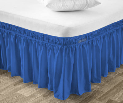 LUXURY ROYAL BLUE WRAP AROUND BED SKIRT