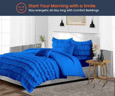 100% Egyptian Cotton Royal blue ruffled comforter Set