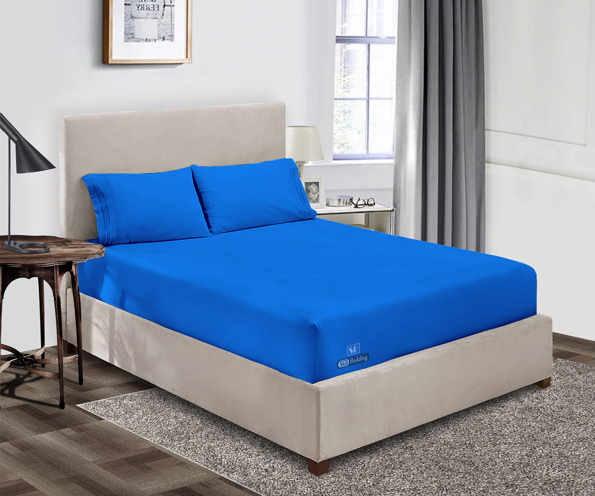 Luxury Royal Blue Fitted Sheets Set