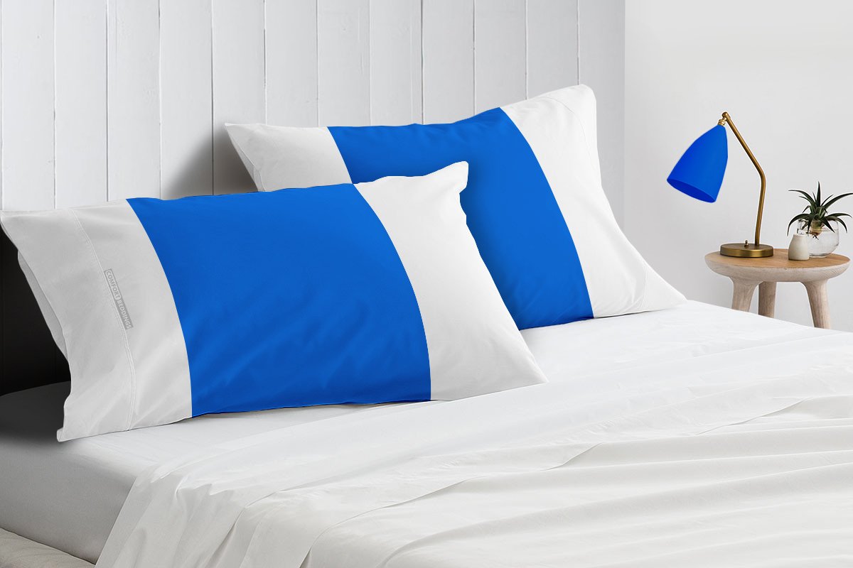 Luxurious Royal blue - white contrast pillowcases