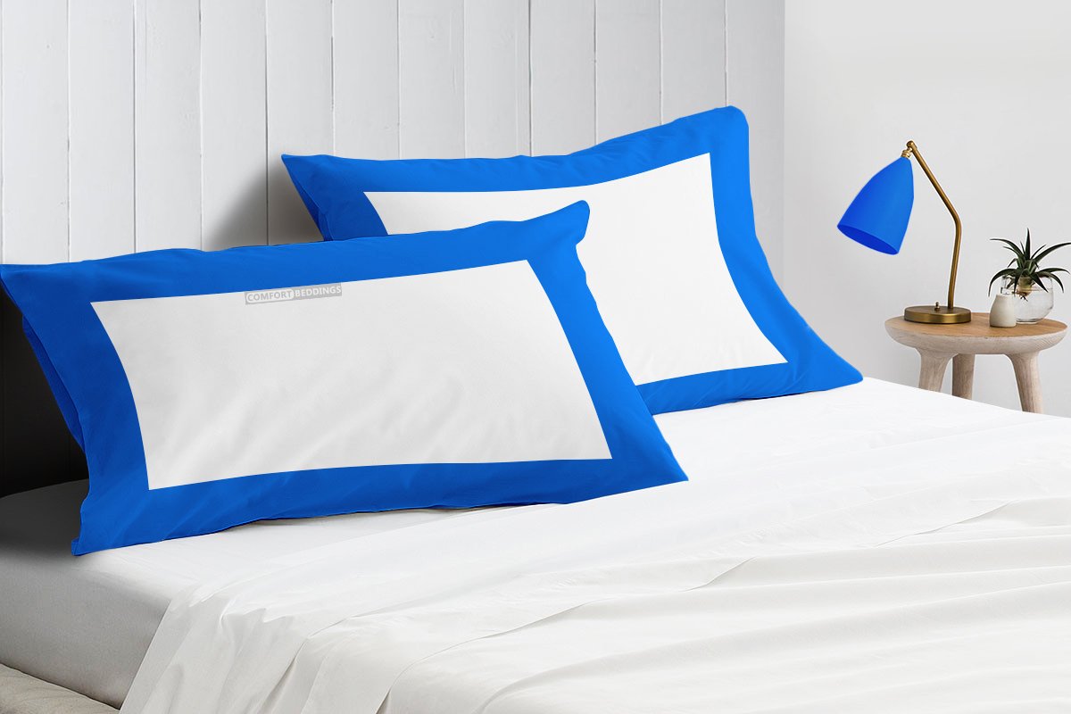 Luxurious Royal blue - white two tone pillow cases
