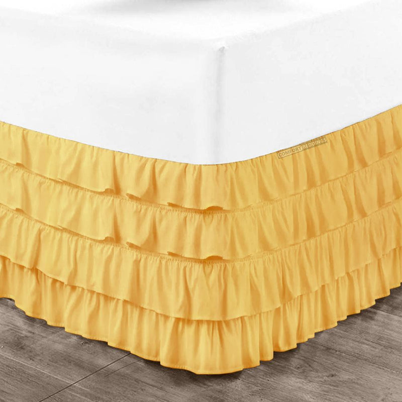 Golden Waterfall Ruffled Bed Skirt