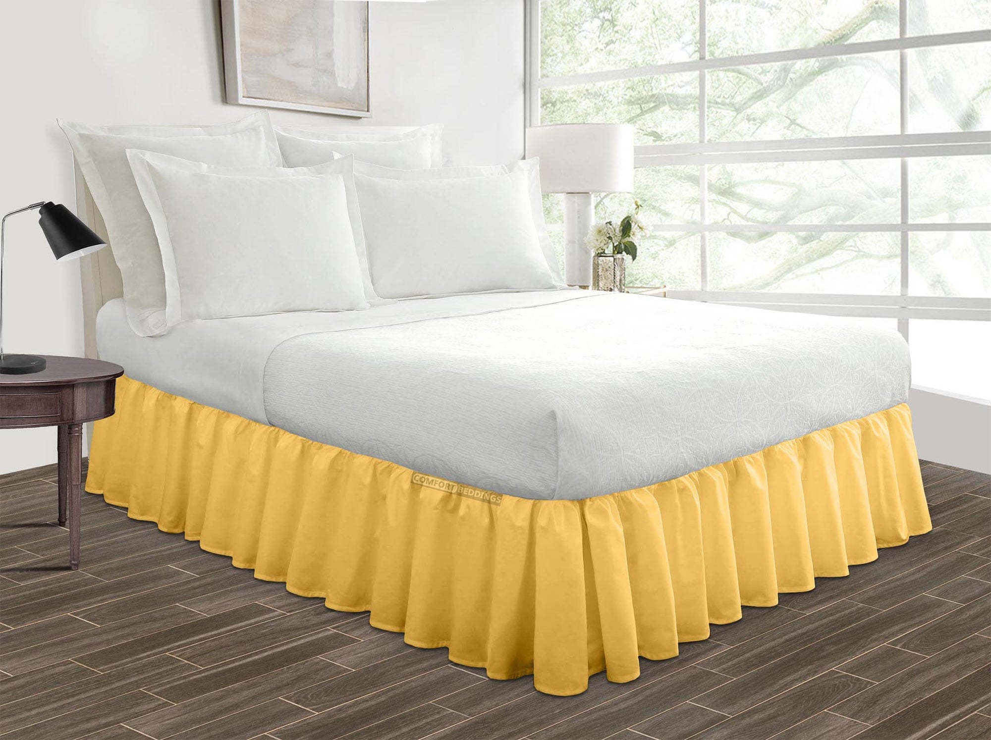 Luxury Golden Ruffled Bed Skirt