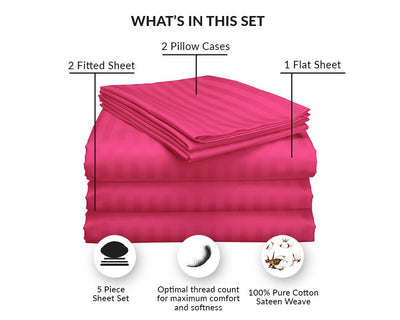Hot Pink Split Stripe Sheet Sets