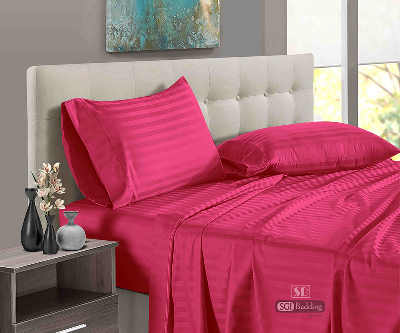 Hot Pink Stripe RV Bedding Sheets 