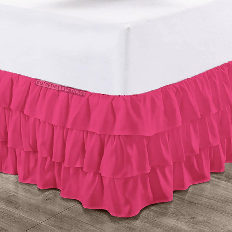 Hot Pink Multi Ruffle bed skirt