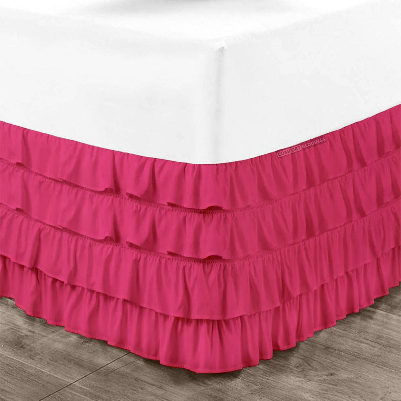 Hot Pink Waterfall Ruffled Bed Skirt