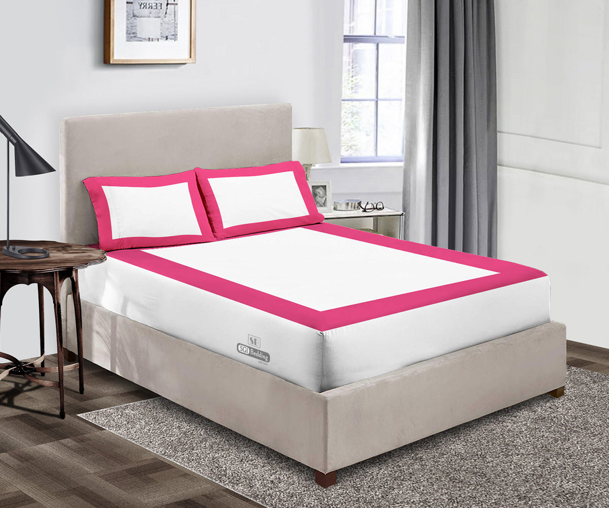 Luxury Hot Pink with White Two Tone Fitted Sheets