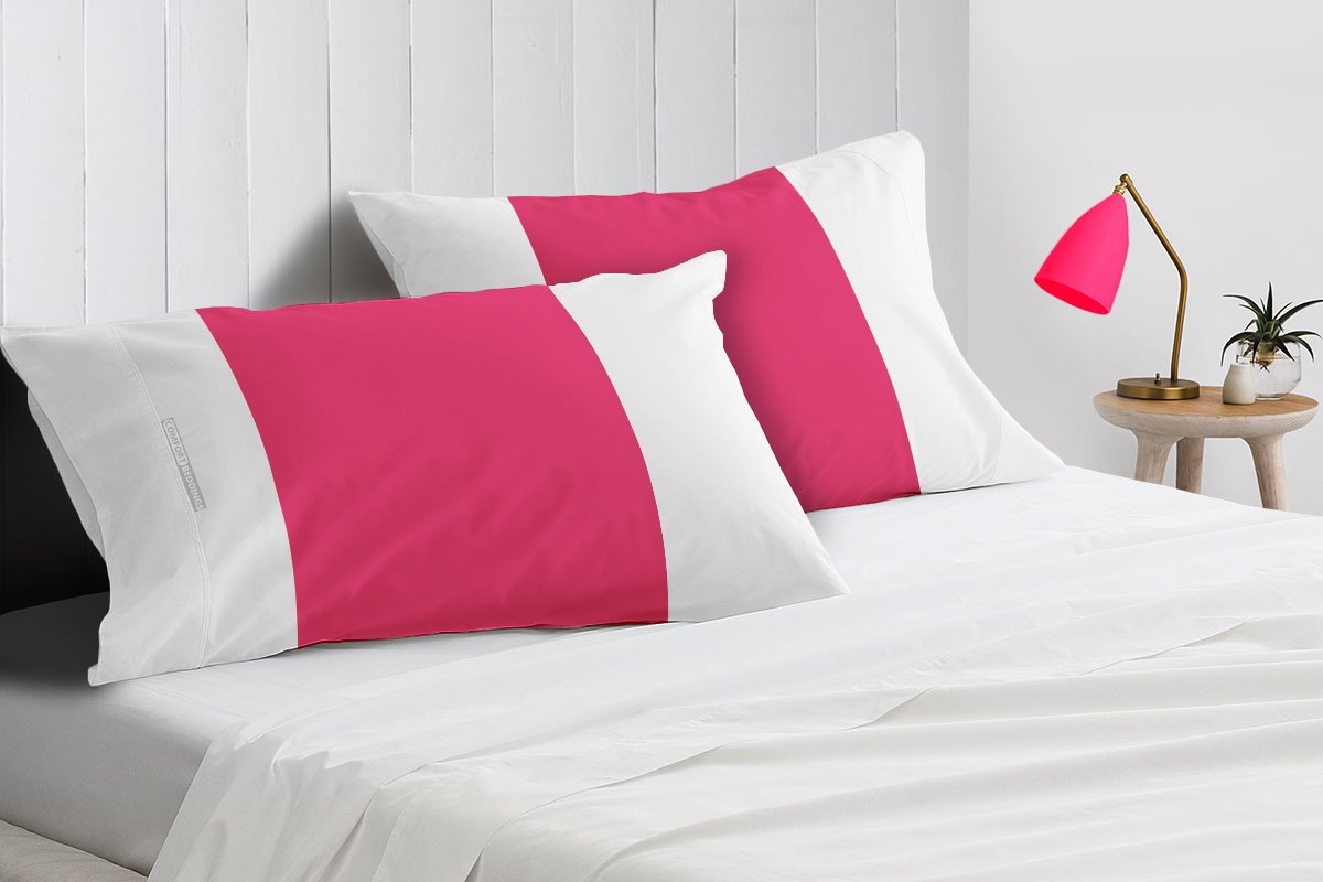 Luxury 600 TC hot pink - white contrast pillowcases