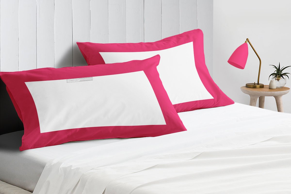 Luxury hot pink - white Two tone pillow cases