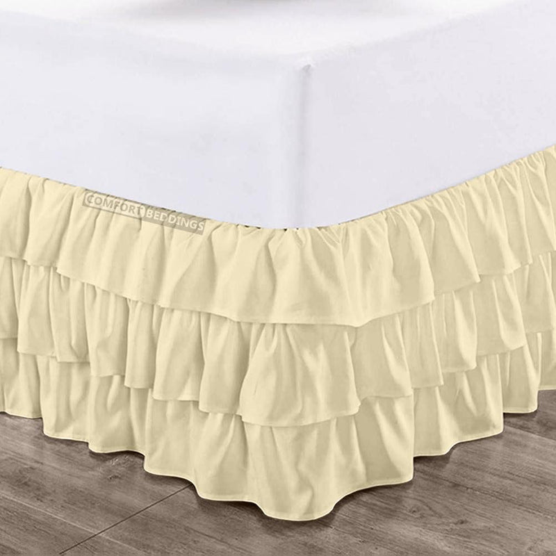 Ivory Multi Ruffle Bed skirt