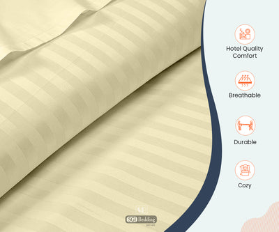 Luxury Ivory Stripe Fitted Sheets