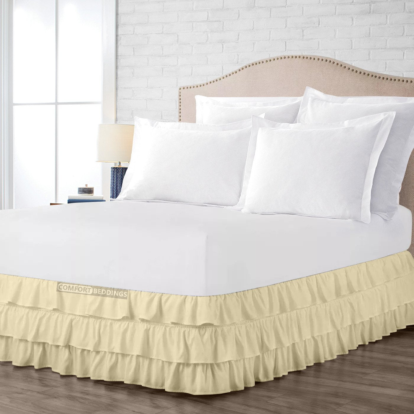 Ivory Multi Ruffle Bed skirt