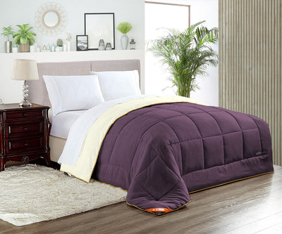 Luxury Ivory and Plum Reversible Comforter