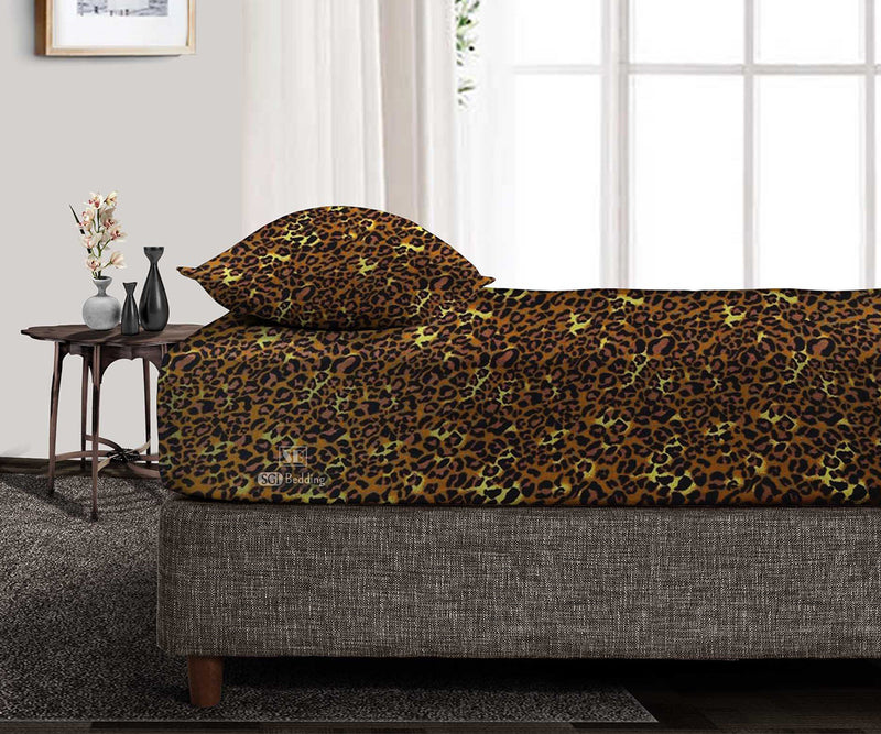 Luxury Leopard Print Fitted Sheets Set