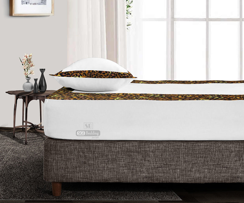 Leopard Print with White Two Tone Fitted Sheets
