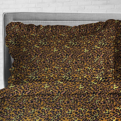 Leopard Print Trimmed Ruffle Duvet Cover