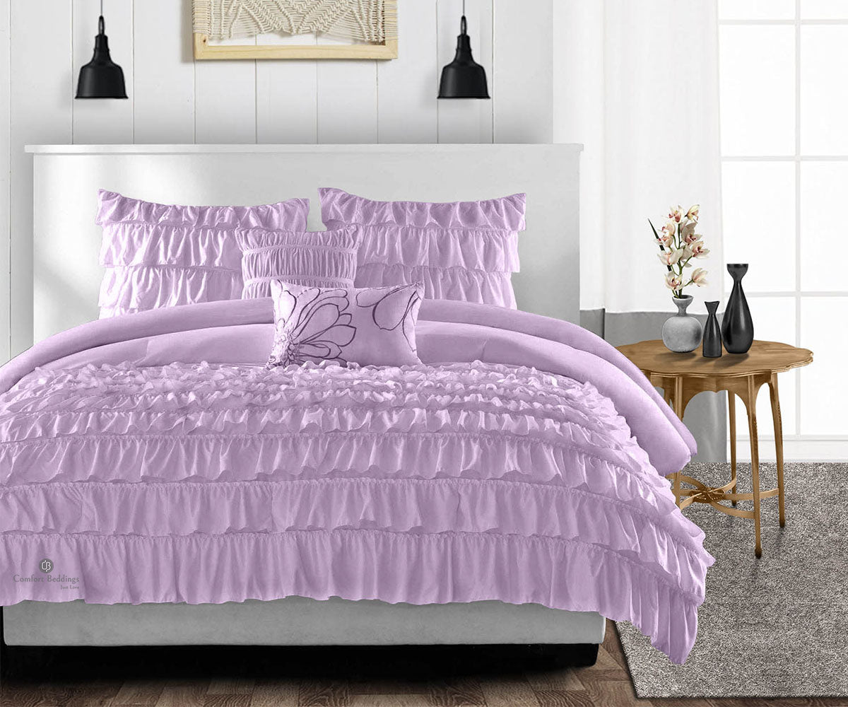 Elegant Lilac ruffled comforter