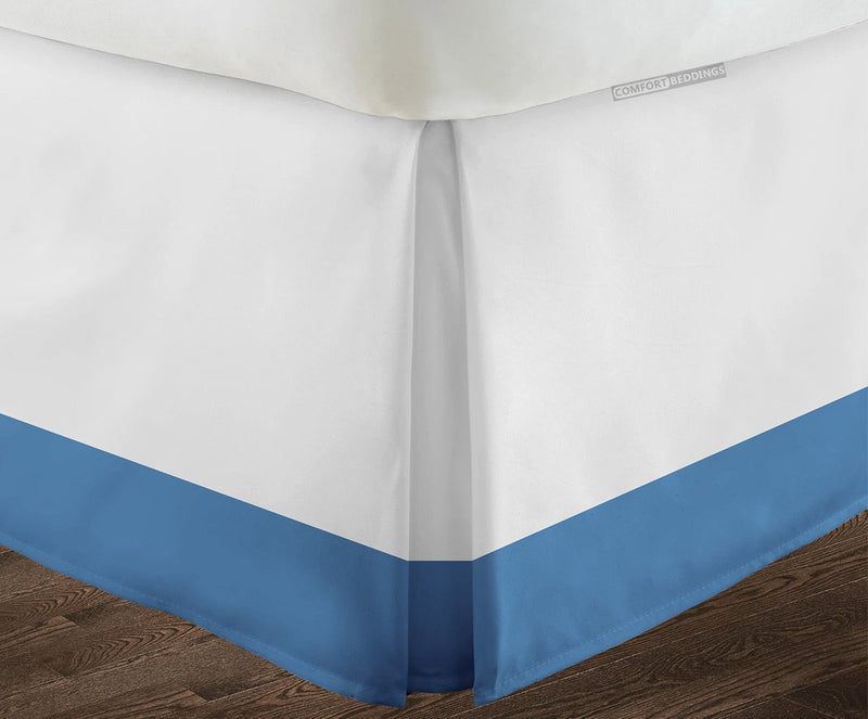Luxury Mediterranean Blue Two Tone Bed Skirt