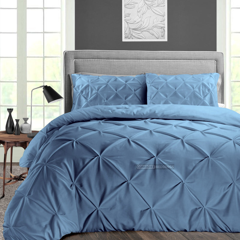 Mediterranean Blue Pinch Pleat Duvet Cover