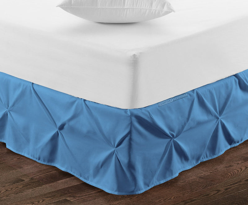 Mediterranean Blue Pinch Bed Skirt 