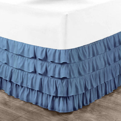 Mediterranean Blue Waterfall Ruffle Bed Skirt