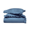 Mediterranean Blue Trimmed Ruffle Duvet Cover