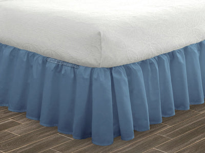 Luxury Mediterranean Blue Ruffled Bed Skirt